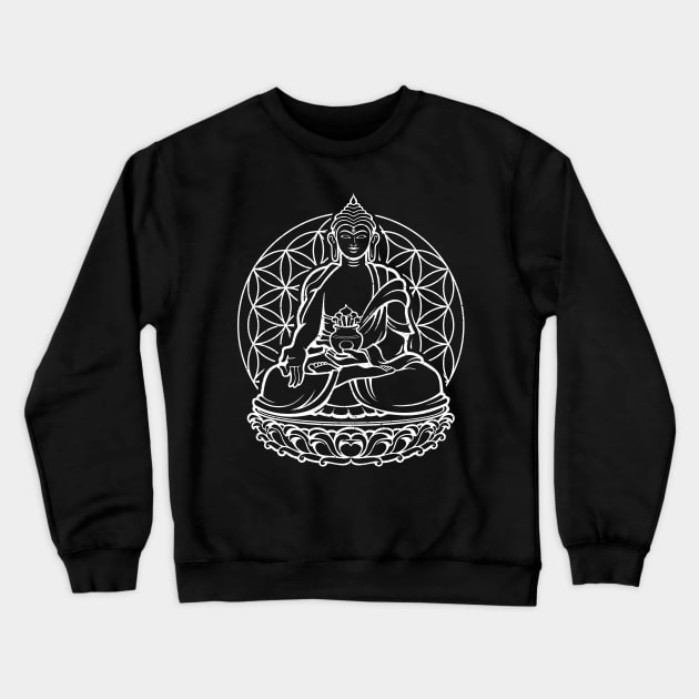 Medicine Buddha Sacred Geometry Crewneck Sweatshirt by RadStar